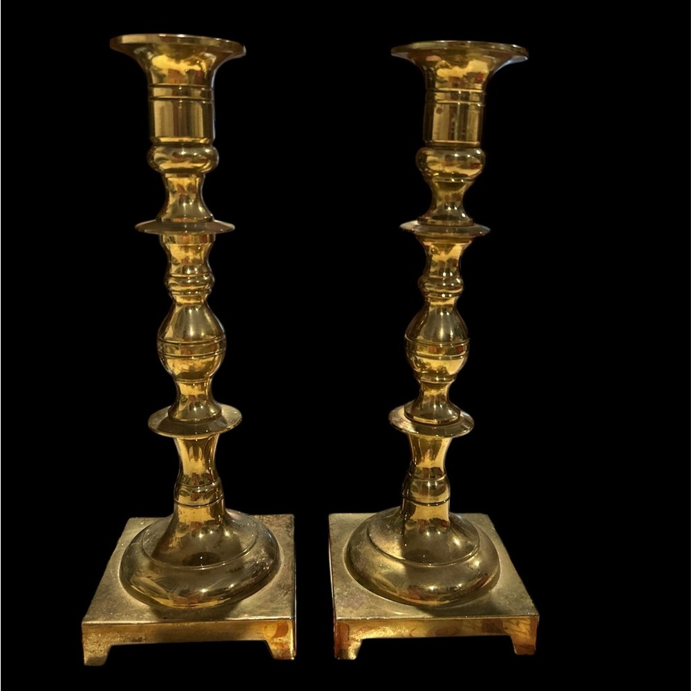 Vintage CM Solid Brass Candlestick Holders 9.75” tall, 1 Pair of Two - Picture 2 of 9